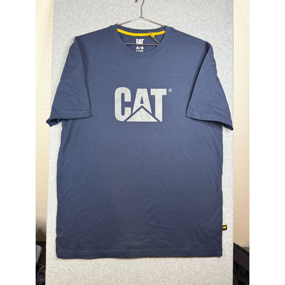 Caterpillar CAT Mens Graphic T-Shirt Navy Blue Short Sleeve Crewneck Size Medium